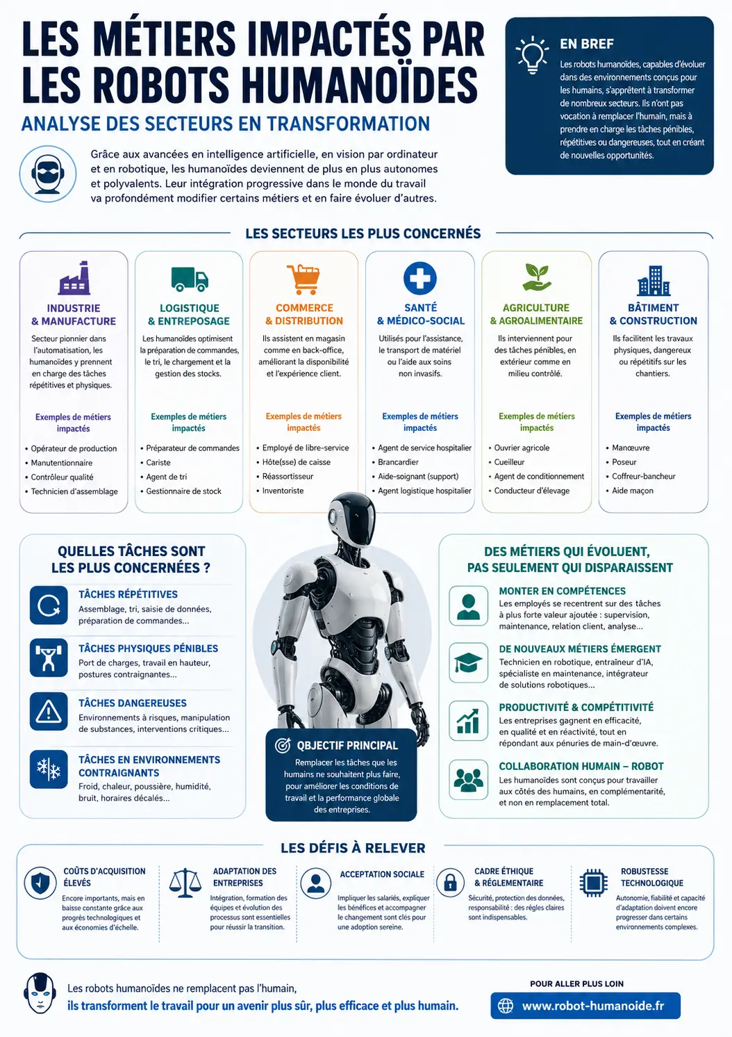 Infographie - Les métiers impactés par les robots humanoïdes